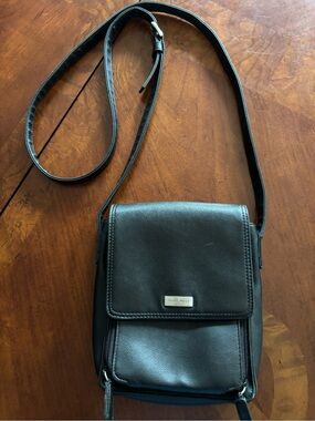 Nine West Black Leatherette Crossbody with Front Flap